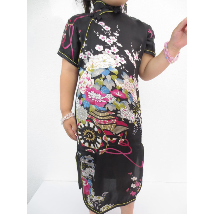 Girls Dress flowers black