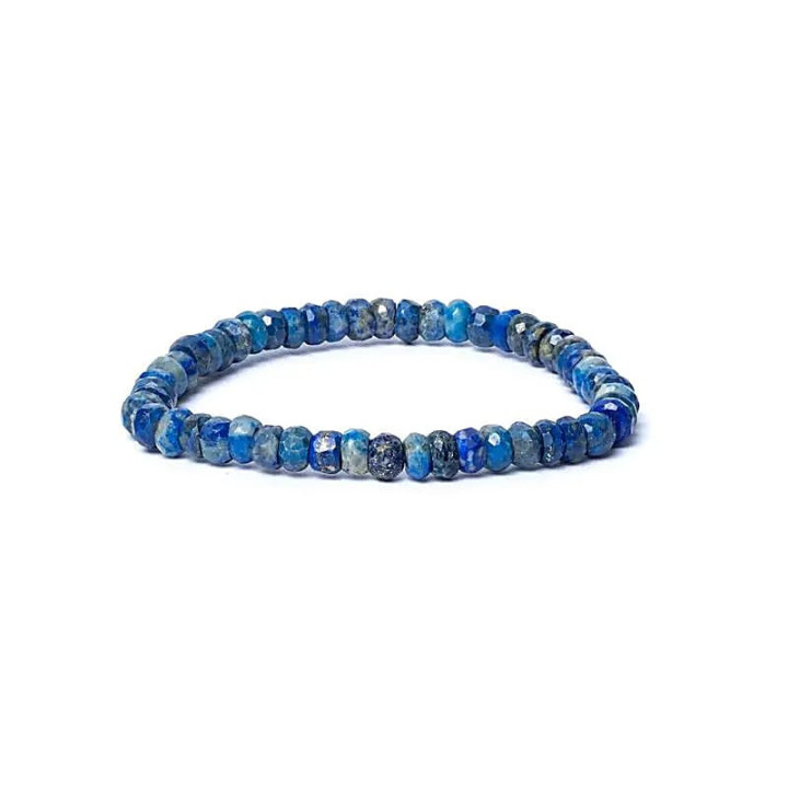 Bracelet lapis lazuli à facette qualité AA élastique | Pieralune