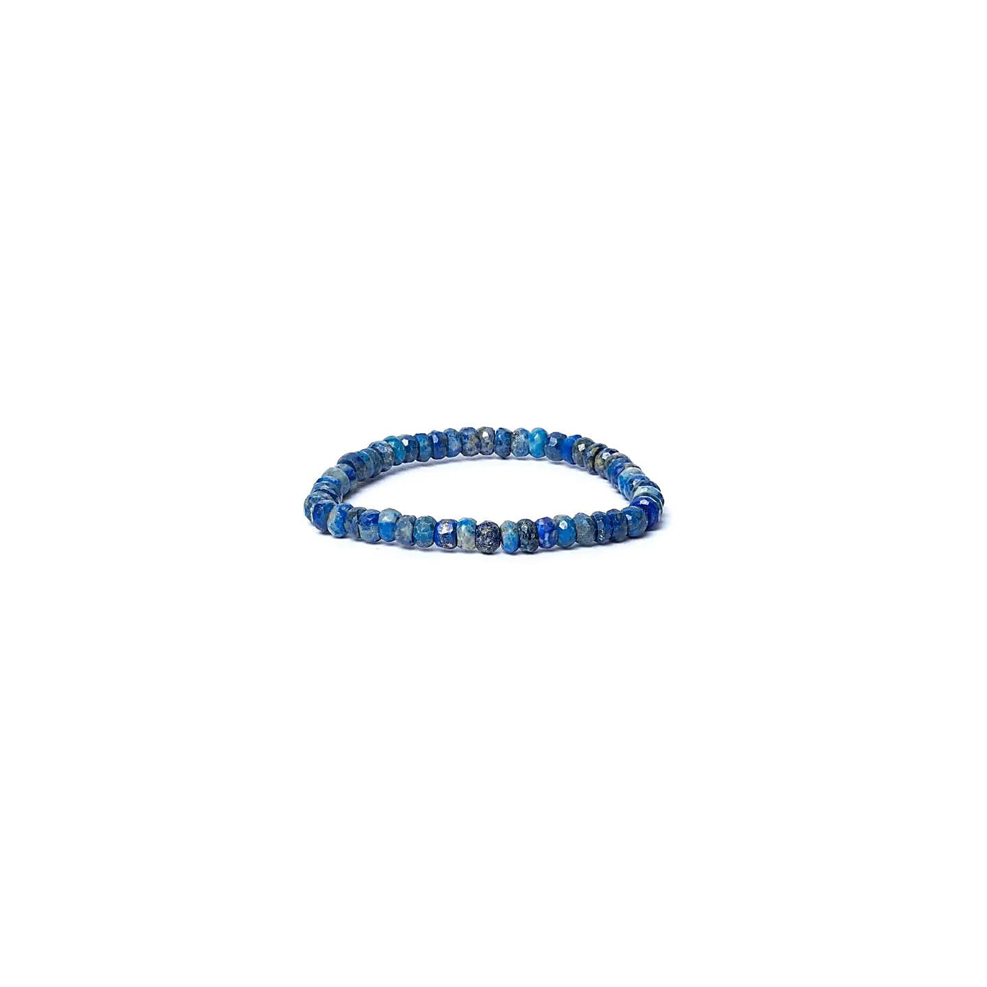 Bracelet lapis lazuli à facette qualité AA élastique | Pieralune