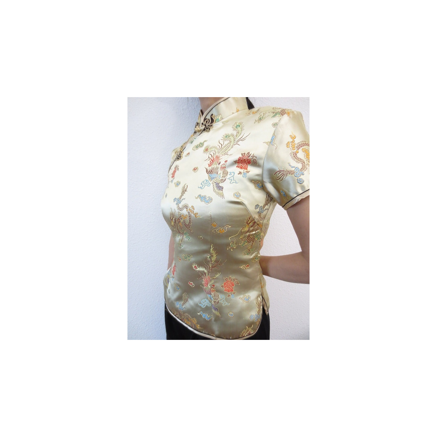 Shanghai blouse dragon/phoenix gold