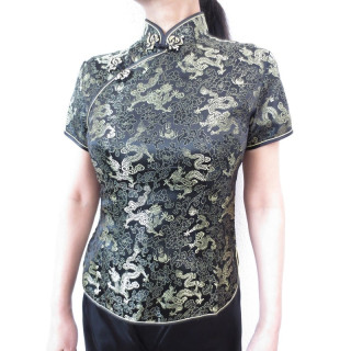 Shanghai blouse dragon black/gold