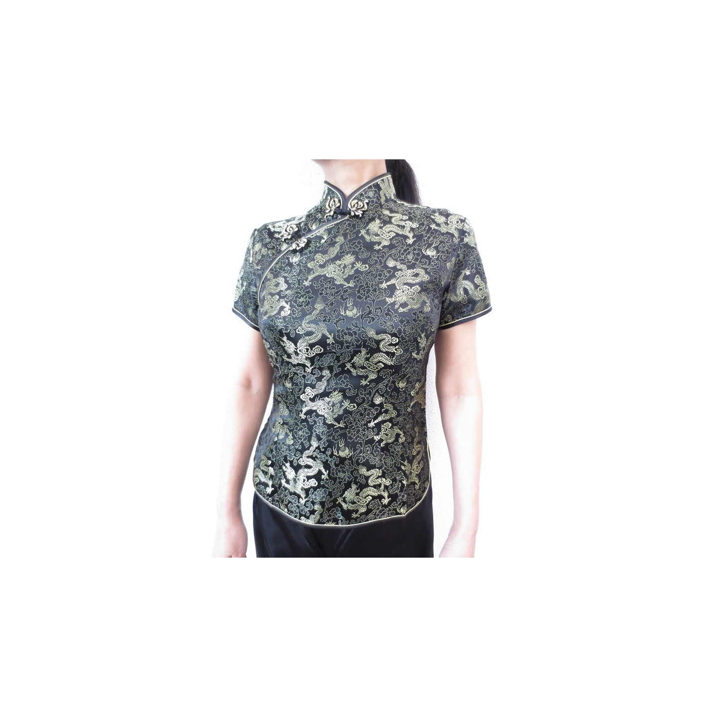 Shanghai blouse dragon black/gold