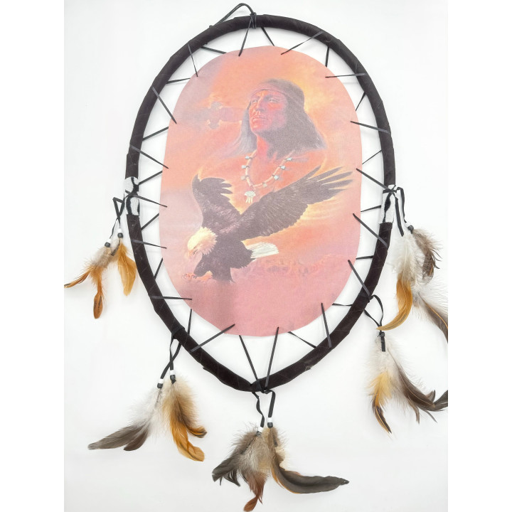 Oval Indian Man with Eagle