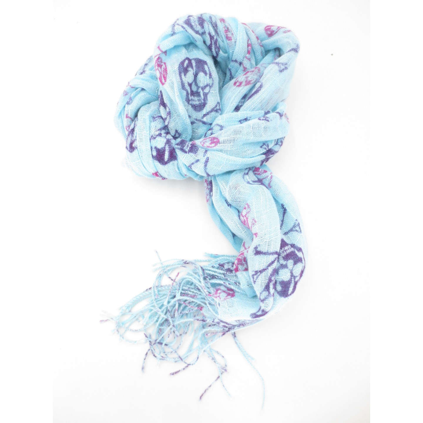 Viscose with skull light blue