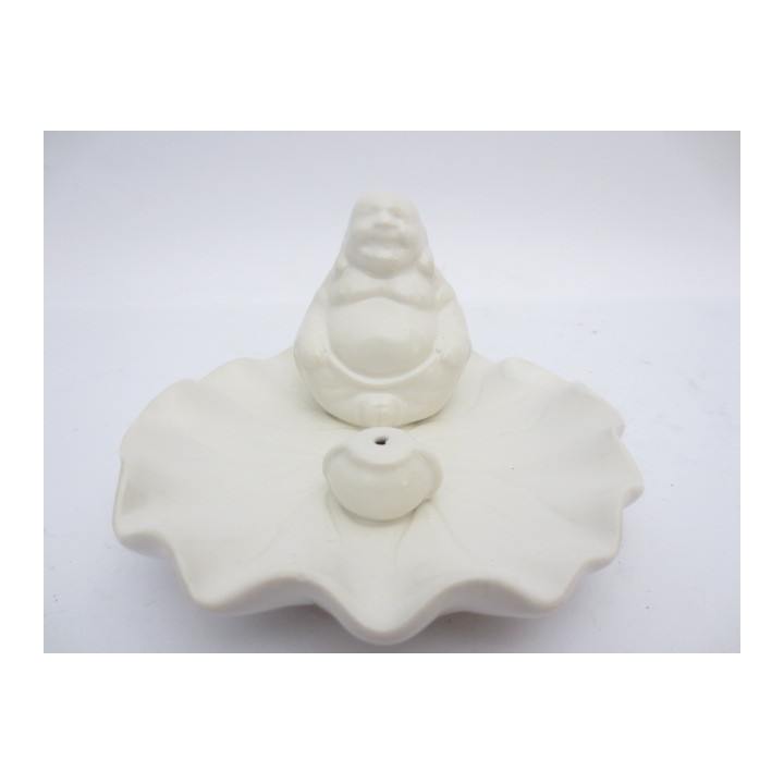 Incense holder chinese buddha on a scale white