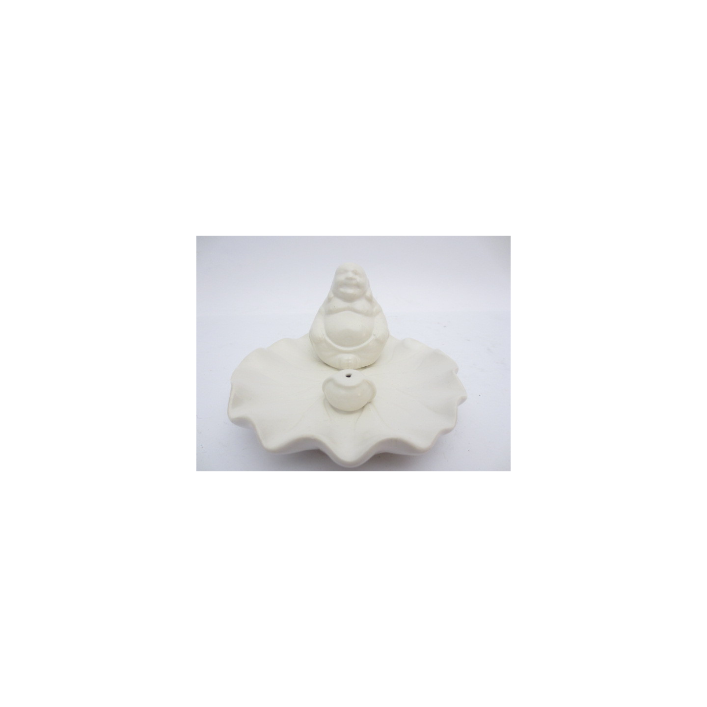 Incense holder chinese buddha on a scale white