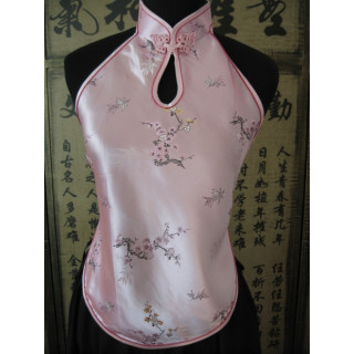 Chinese top with hole and flowers (pink)