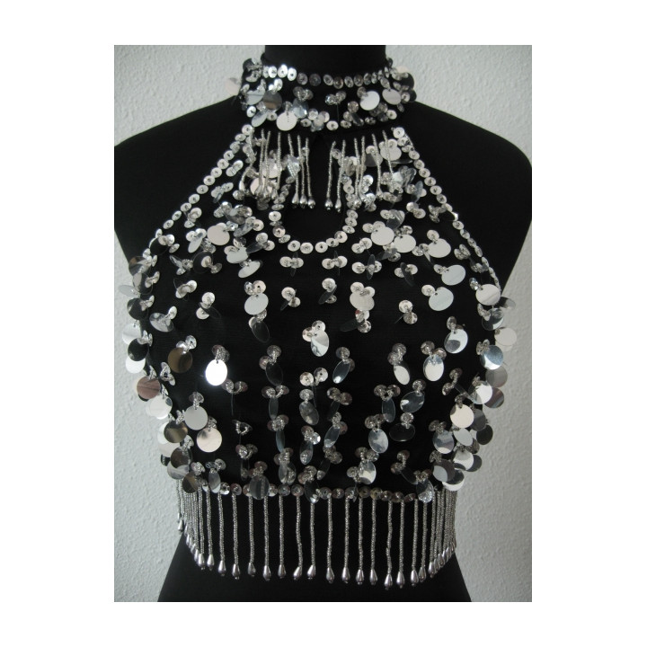 Top with pajettes (silver)