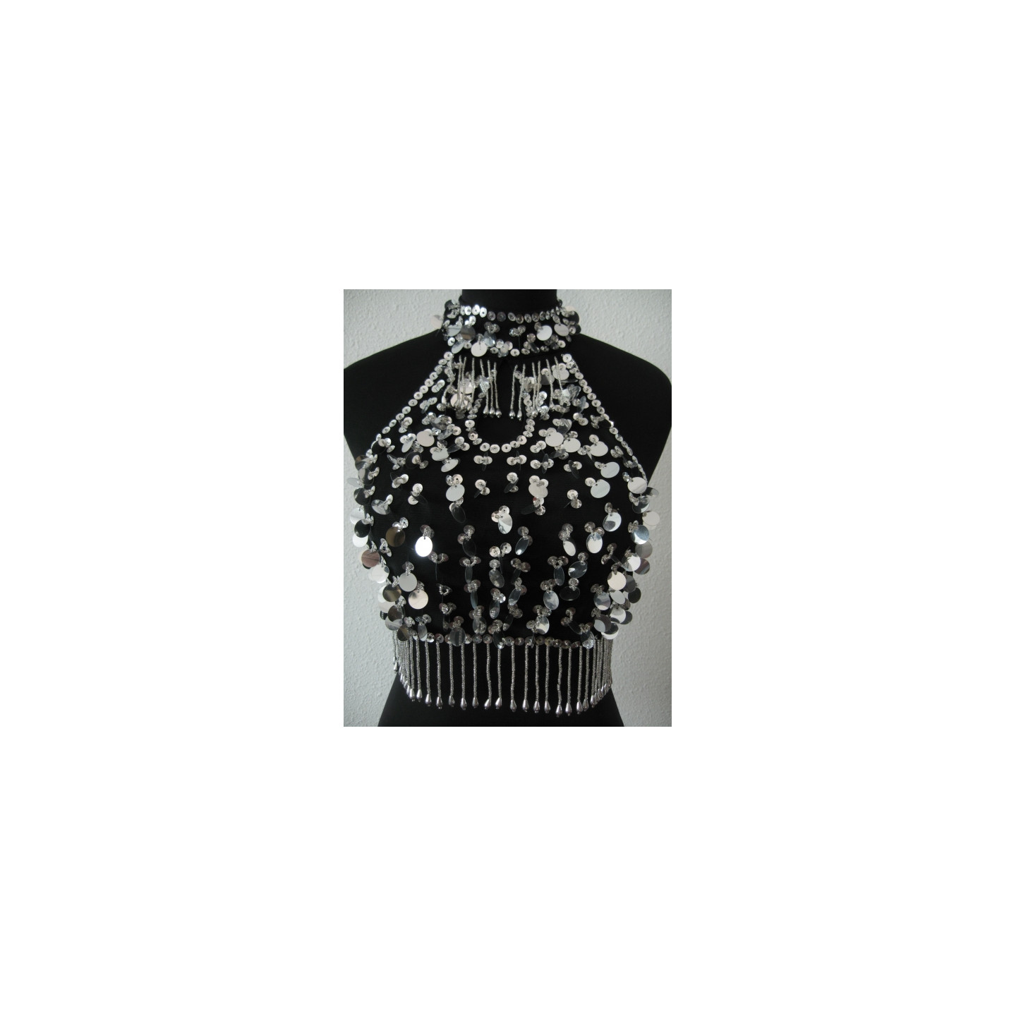 Top with pajettes (silver)