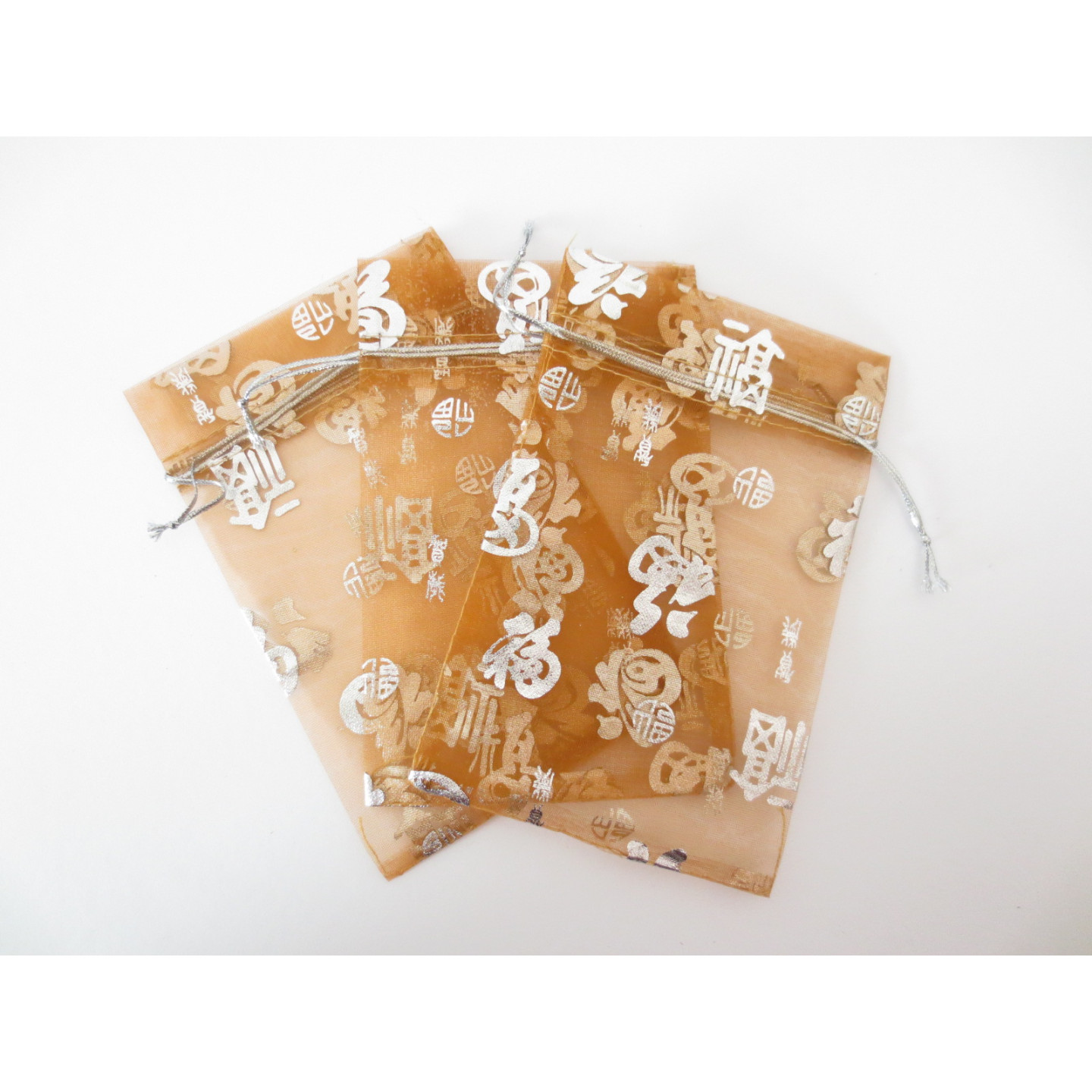 Organza Gift Bag 'Good Luck' Brown 13cm x 20cm