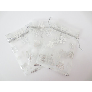 Organza Gift Bag 'Good Luck' White - 13cm x 20 cm
