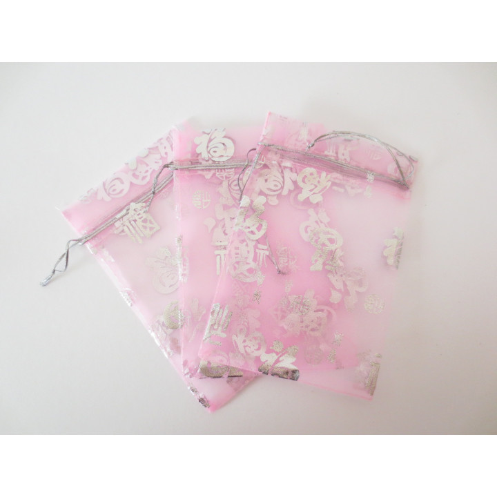 Organza Gift Bag 'Good Luck' Pink - 13cm x 20cm