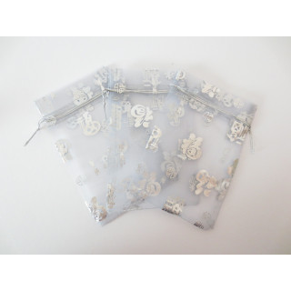 Organza Gift Bag 'Good Luck' Silver - 13cm x 20cm