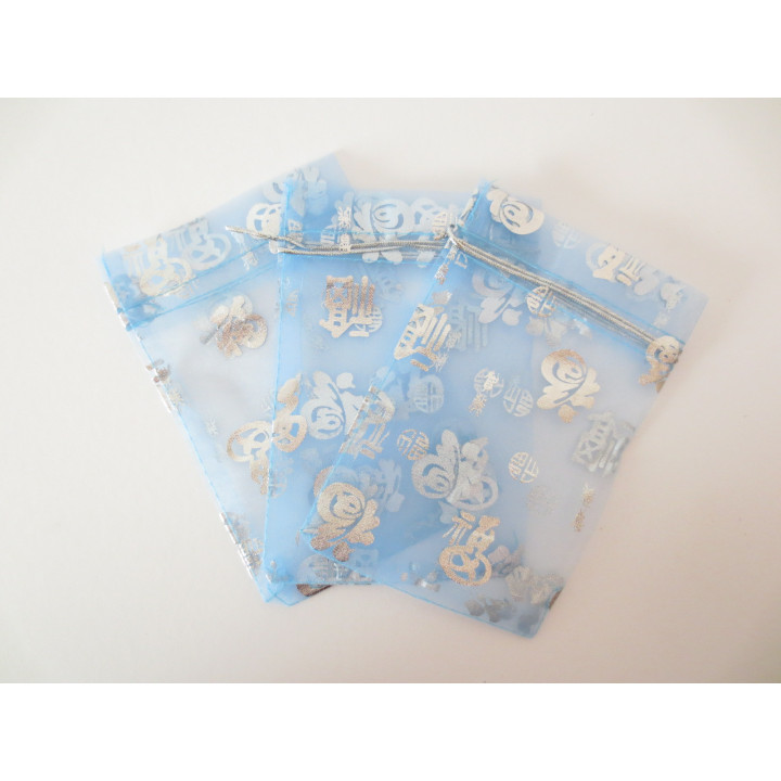 Organza Gift Bag 'Good Luck' Light Blue - 10cm x 15cm