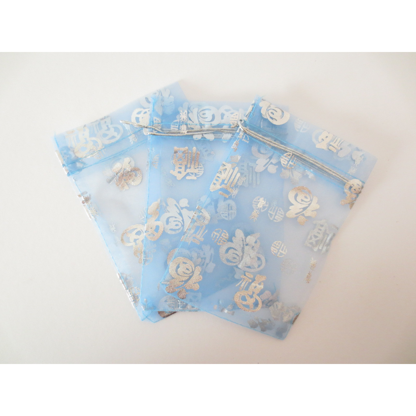 Organza Gift Bag 'Good Luck' Light Blue - 10cm x 15cm