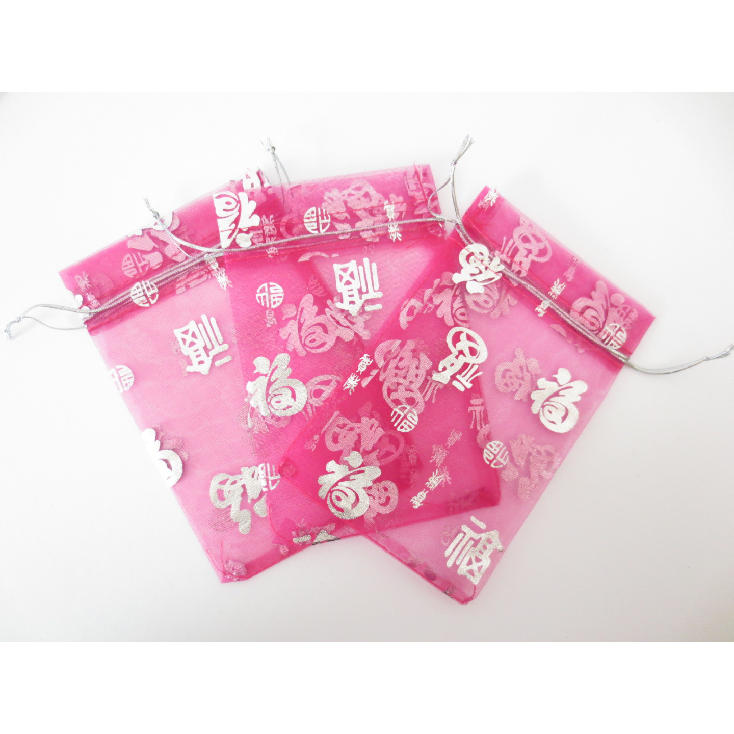 Organza Gift Bag 'Good Luck' Fuchsia - 10cm x 15cm