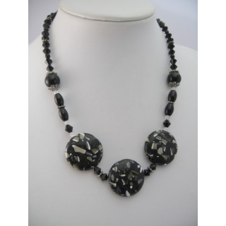 Black/grey Necklace with 3 amulets