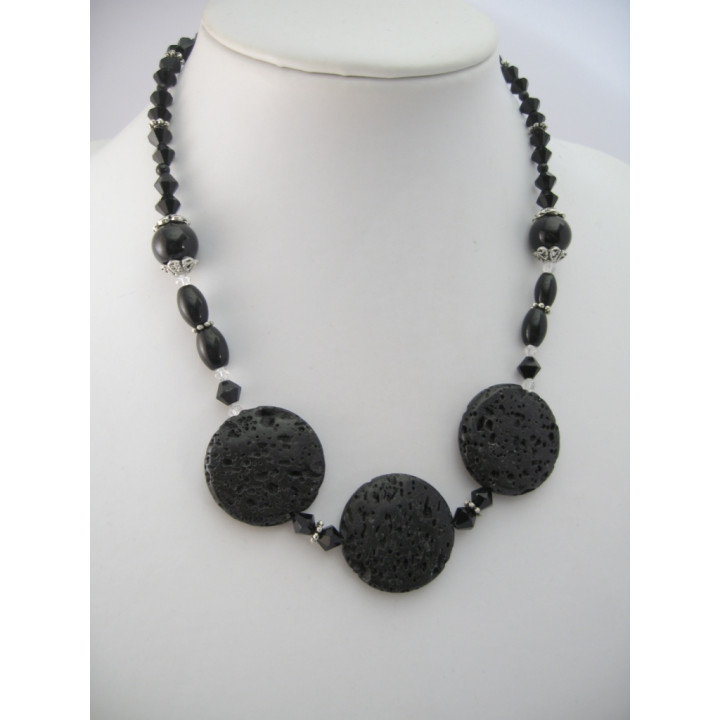 Lavastone Necklace with 3 amulets