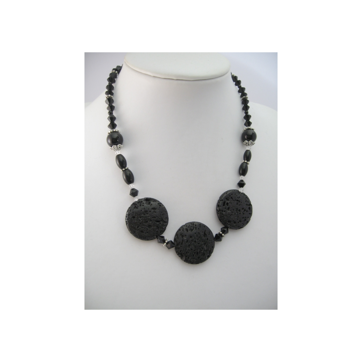 Lavastone Necklace with 3 amulets