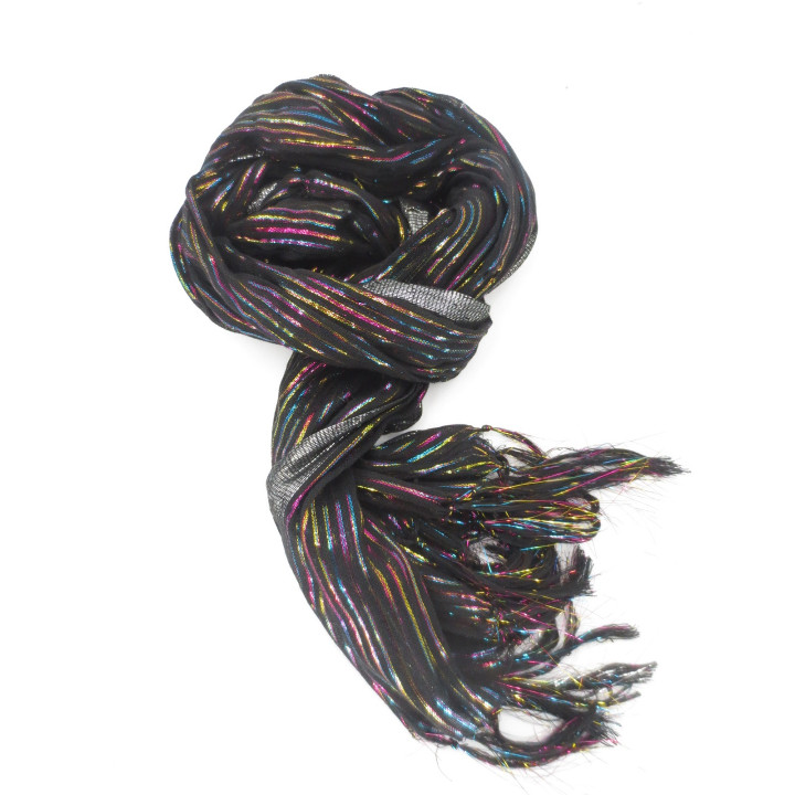 Viscose with glitterstripes black