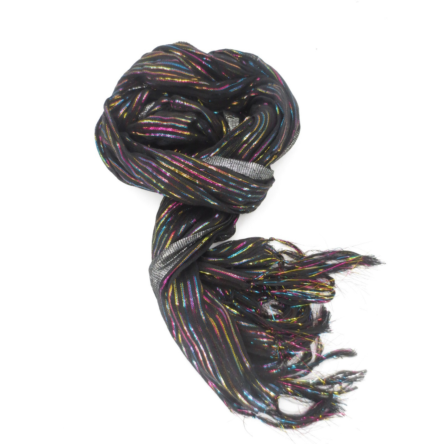 Viscose with glitterstripes black