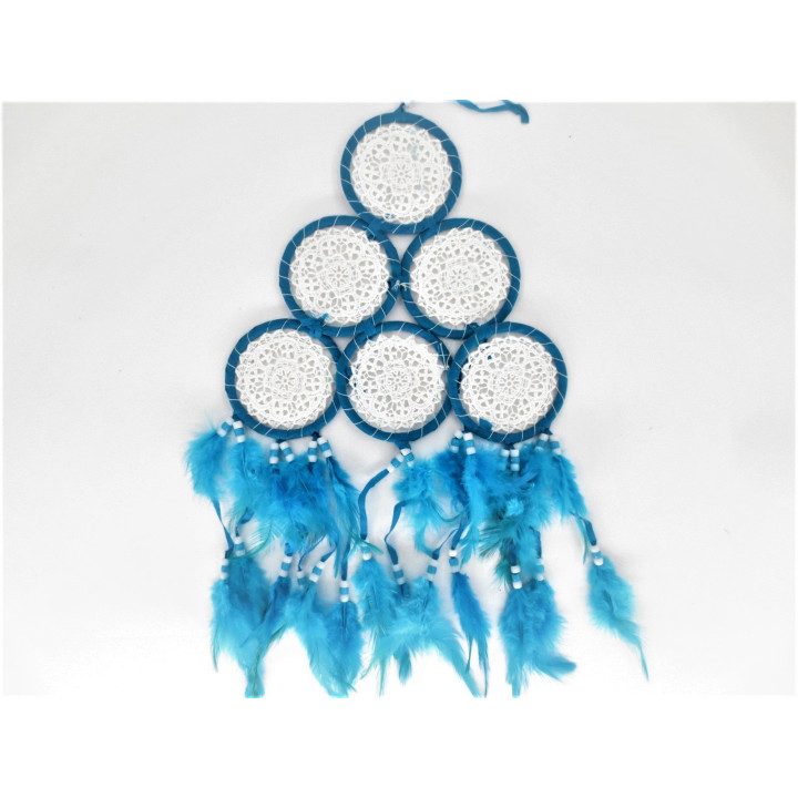 8cm Crochet Dreamcatcher Blue Pyramid Shape
