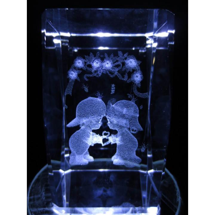3D Crystal Laser Engraving Block – Cute Couple