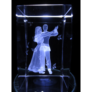 3D Crystal Laser Engraved Block - Dancing Couple