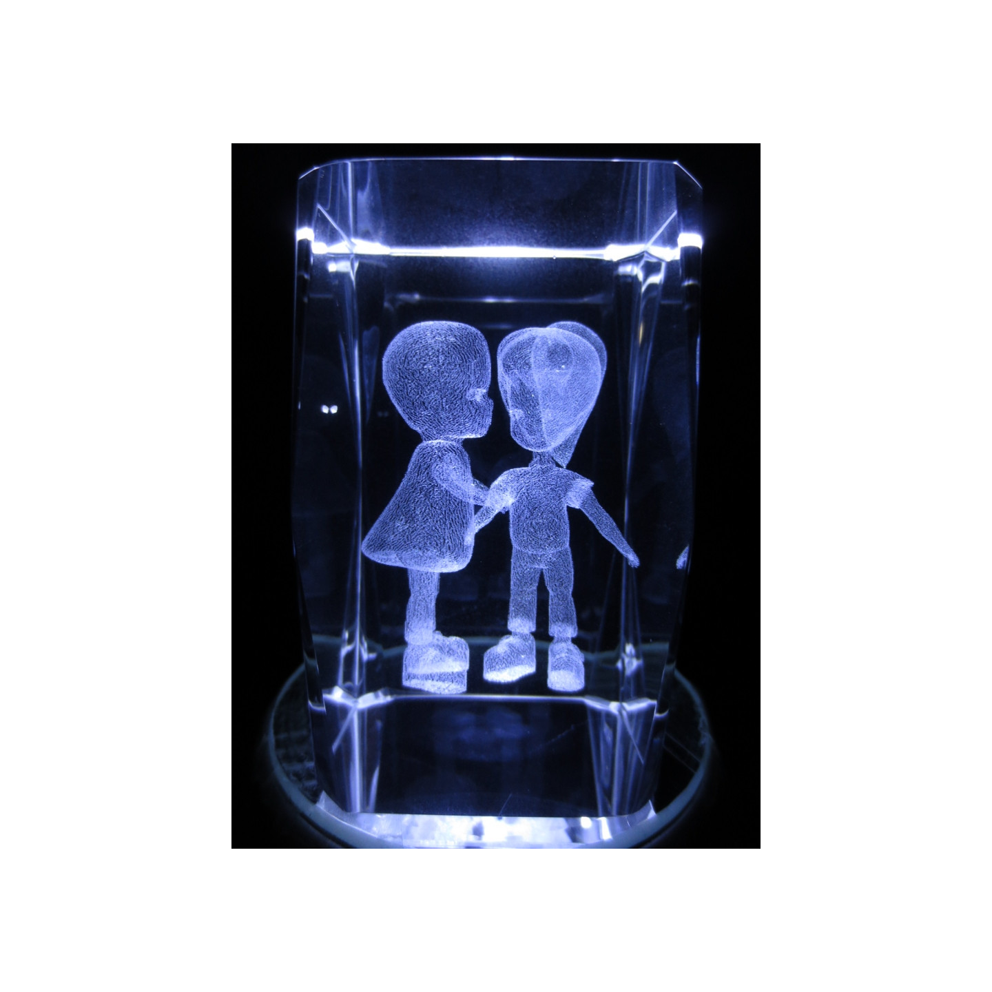 3D Crystal Laser Engraved Block – Boy and Girl