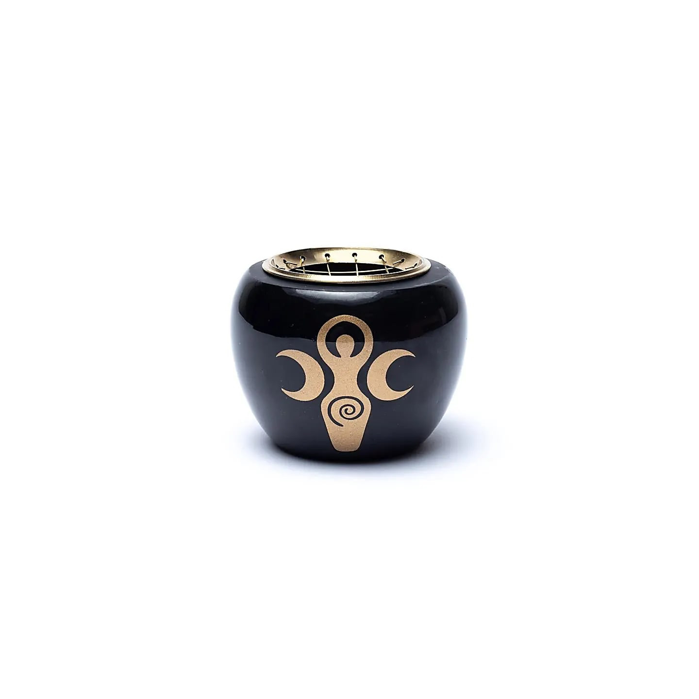 Brûleur d'encens symbole de déesse noir & or | Pieralune