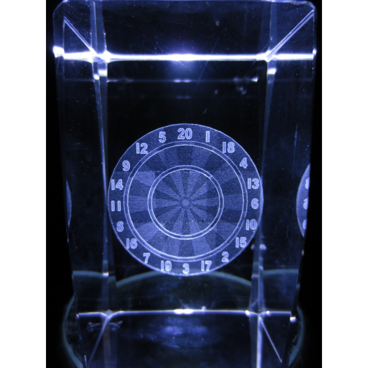 3D Crystal Laser Engraved Block – Dartboard
