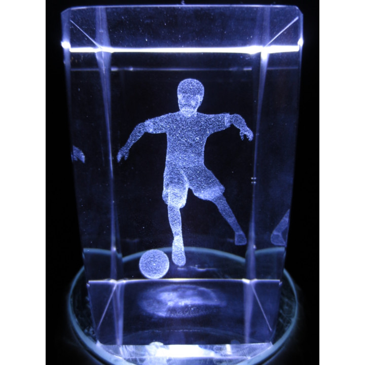 3D Crystal Laser Engraving Block – Football Player