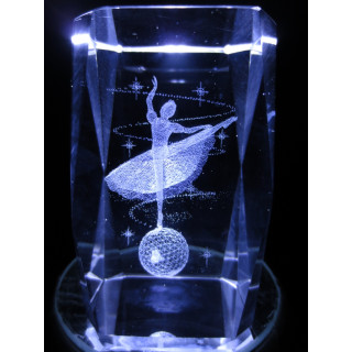 3D Crystal Laser Engraved Block – Ballerina on World