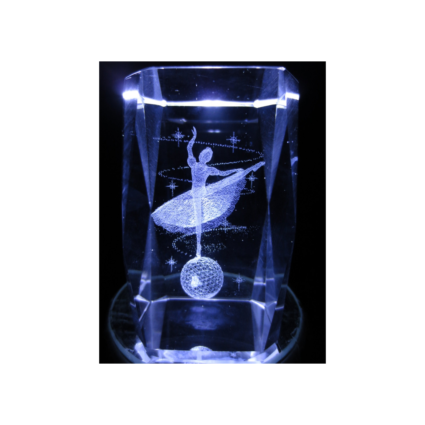 3D Crystal Laser Engraved Block – Ballerina on World