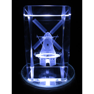 3D Crystal Laser Engraved Block – Windmill