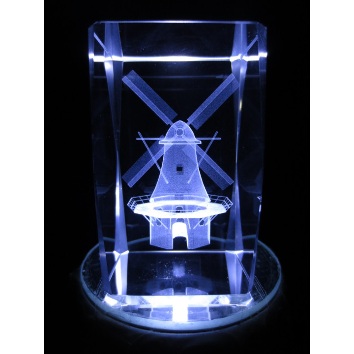 3D Crystal Laser Engraved Block – Windmill