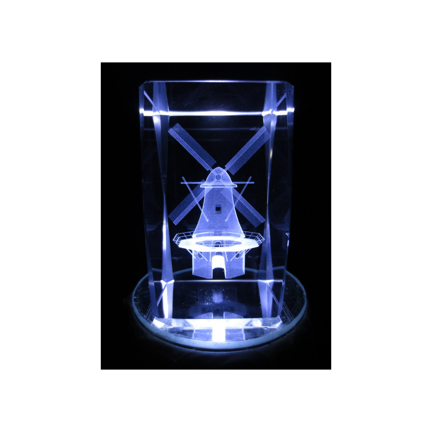 3D Crystal Laser Engraved Block – Windmill
