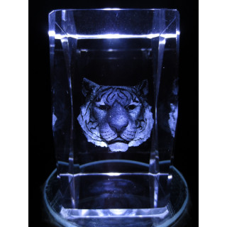 3D Crystal Laser Engraving Block – Tiger's Head