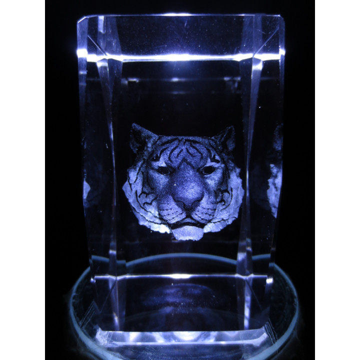 3D Crystal Laser Engraving Block – Tiger's Head