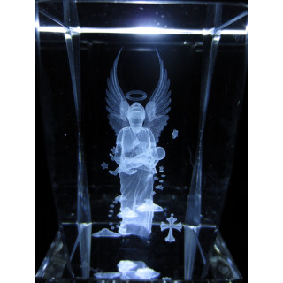 3D Crystal Laser Engraved Block – Angel with Child