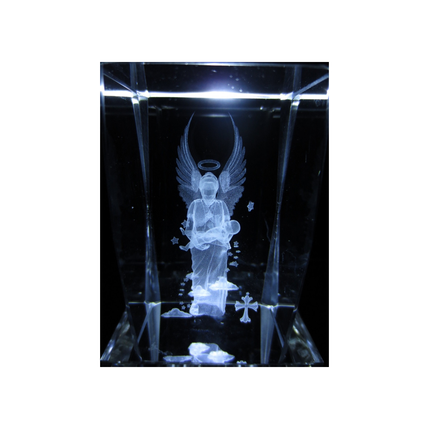 3D Crystal Laser Engraved Block – Angel with Child