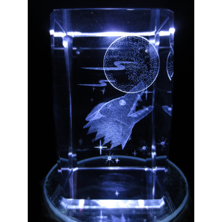 3D Crystal Laser Engraving Block – Wolf (II)