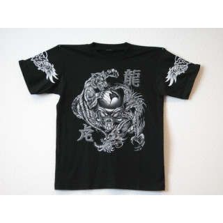 T-shirt Dragon, Tiger and Skull