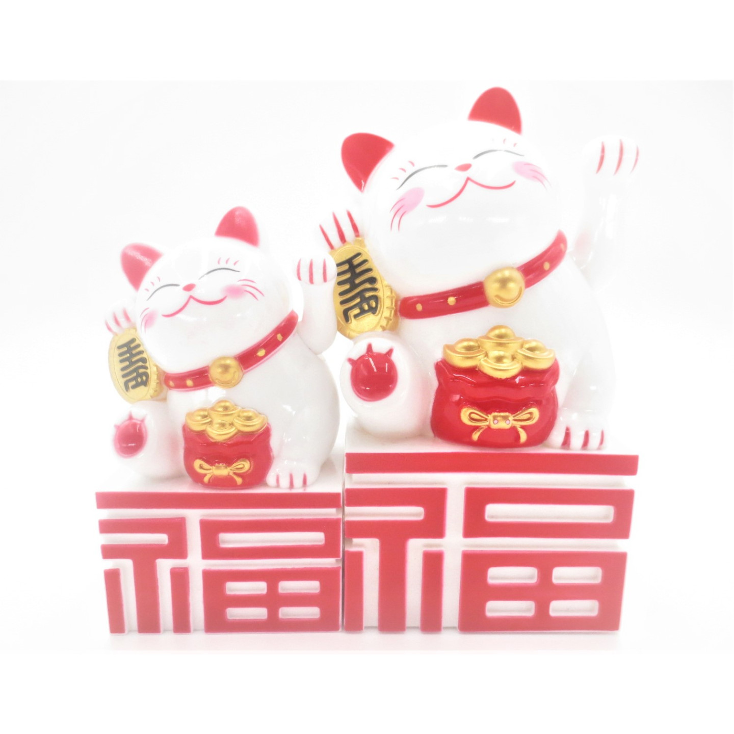 Lucky '' Fu '' Cat White with Movable Arm (M)