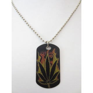 cannabis with fire steel necklace
