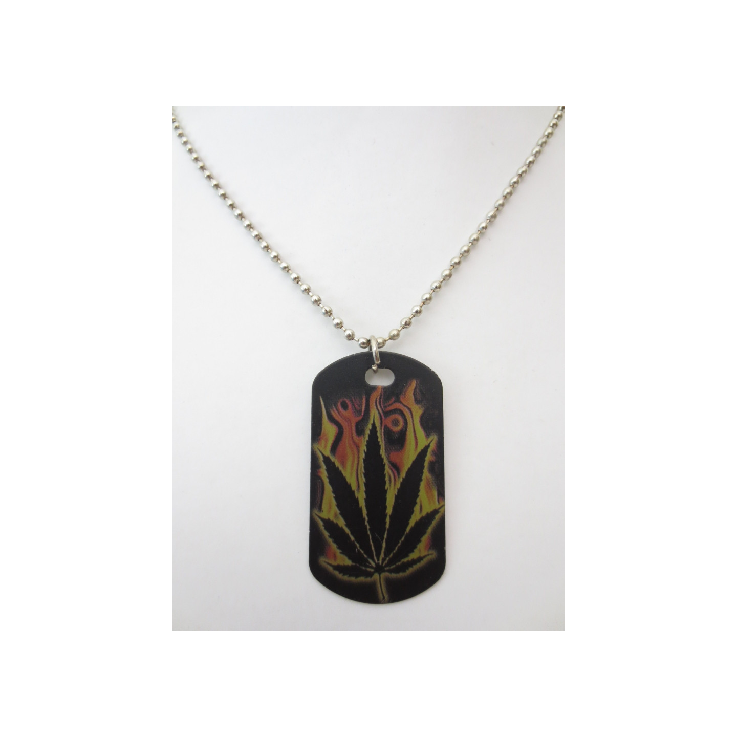cannabis with fire steel necklace