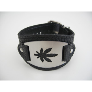 bracelet with metal plate Cannabis