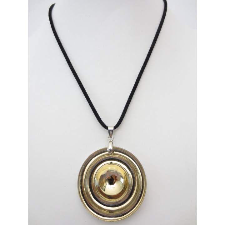 crystal round pendant necklace with circles coffee brown