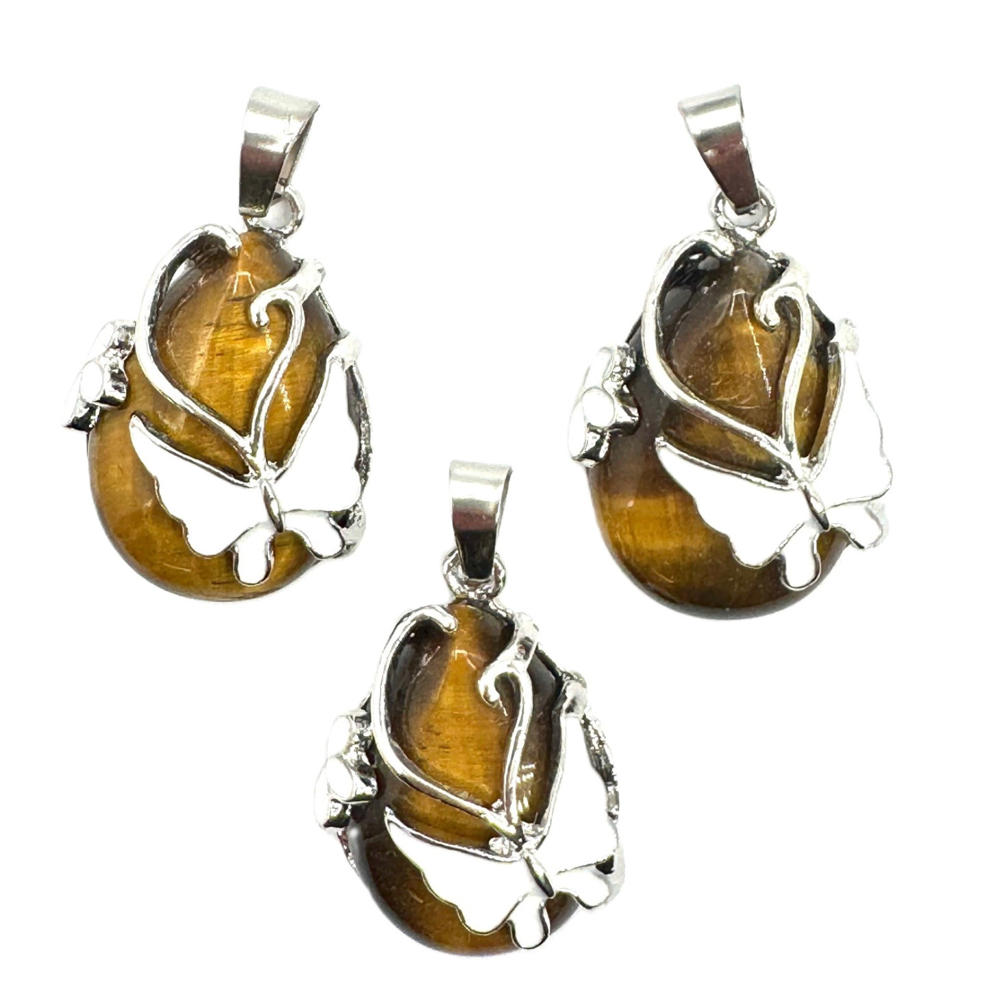 Gemstone Butterfly Pendant - Tiger Eye ()
