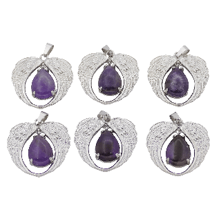 Angel Wing Amethyst Pendant (Set of 6 Pieces)